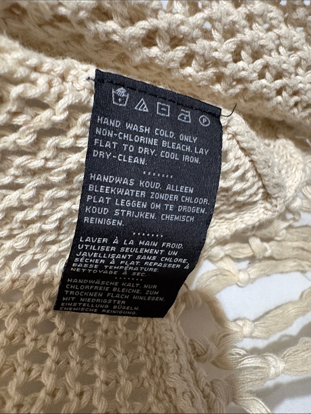 Harley-Davidson Cream Open Weave Fringe Cardigan - Picture 9 of 10